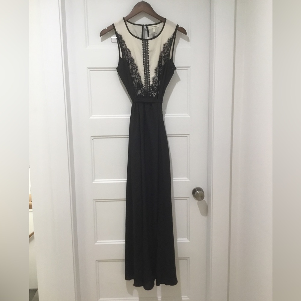 Monteau Black and Cream Lace Maxi Dress